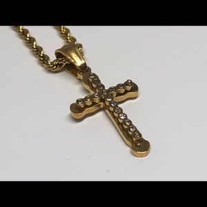 Stainless steel gold cross necklace